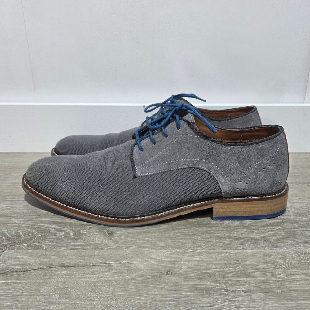 Stafford Mison Gray Suede Water Resistant Oxford Men's Dress Shoes Size 12